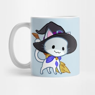 Halloween Chibi Winged Kitty - White Witch Cat Mug